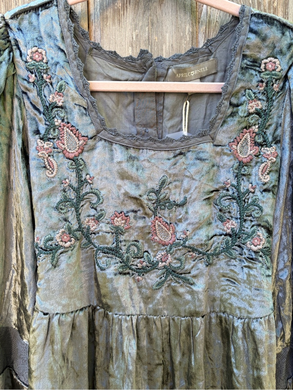 April Cornell Winter Sky Tunic Dress Size XXS Boho Velvet Babydoll Embroidered - Picture 2 of 12